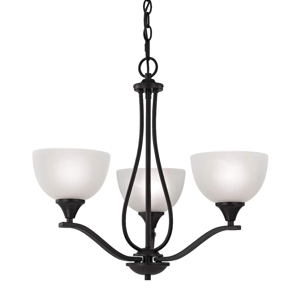 Bristol Lane 23-inch Wide 3-Light Chandelier in Oil Rubbed Bronze with White Glass - 23in W x 23in D x 21in H