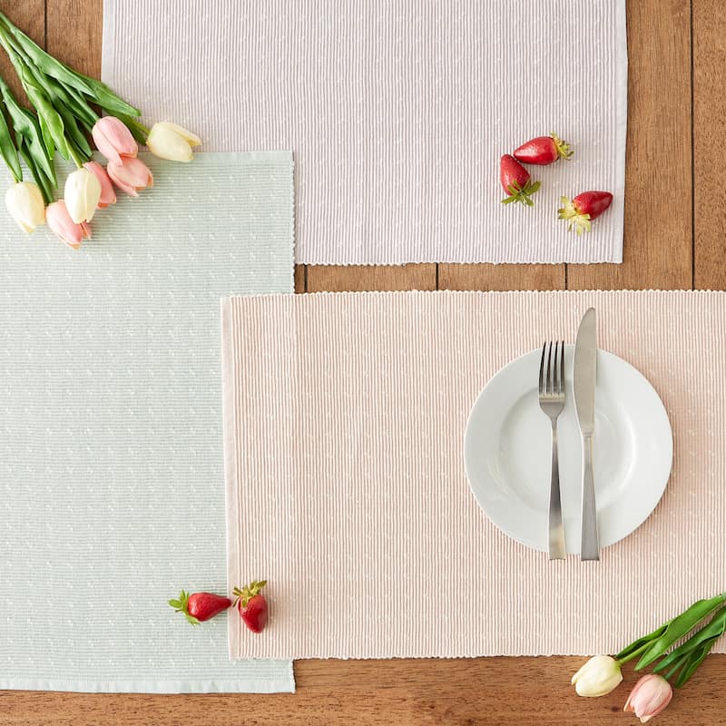 Lavender Fog Dobby Dots Rib Placemat (Set of 6) - 13x10"