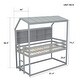 preview thumbnail 2 of 14, Twin Size House Loft Bed with Guardrails, Semi-enclosed Roof, Bedside Shelves and Ladder