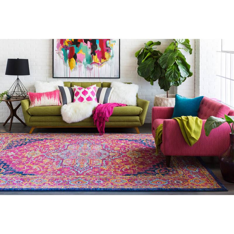 Hali Bright Magenta Persian Area Rug 8'10" x 12'6" On Sale Bed