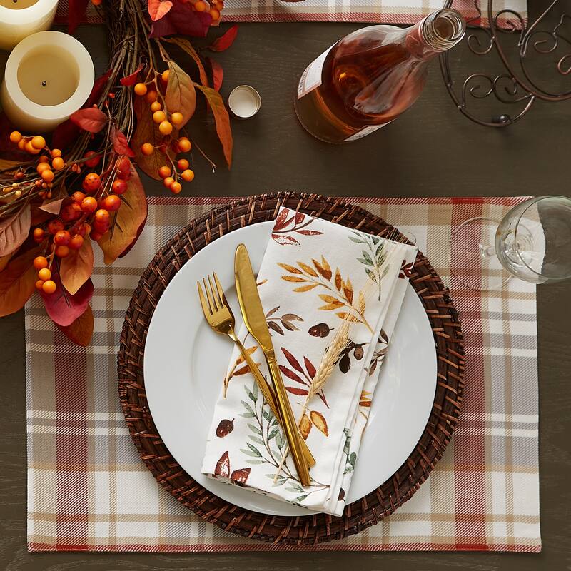 DII Thankful Autum, Fall Leaves, Napkin Set, 6 Piece