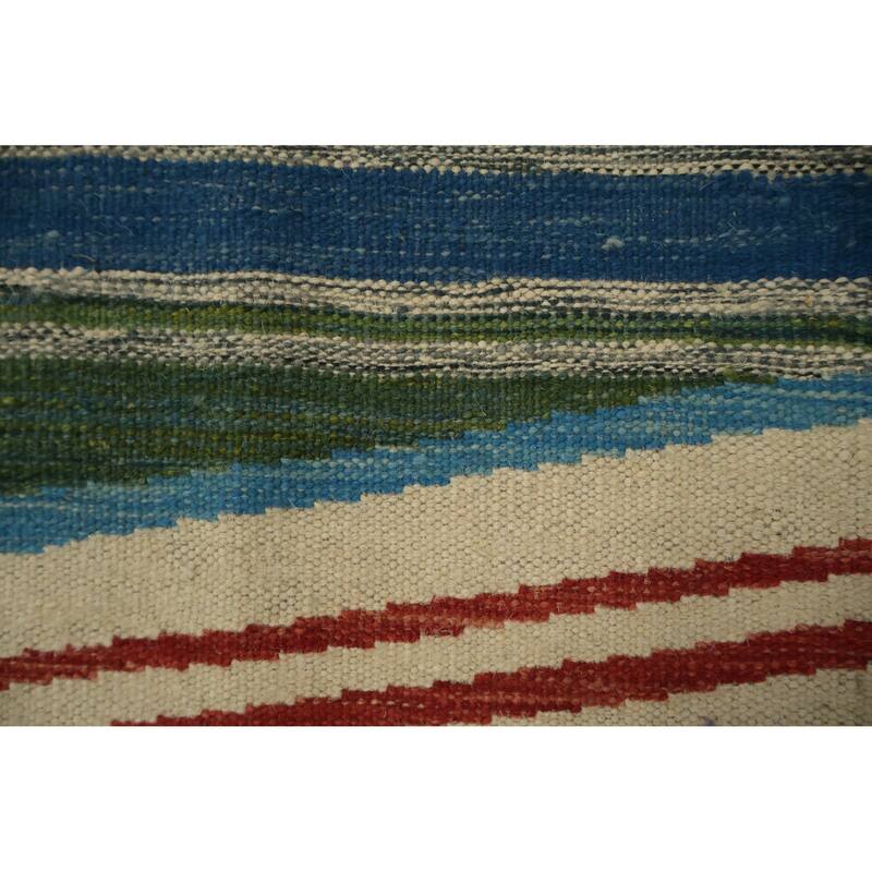 Hand Woven Oriental 100% Wool Carpet Southwestern Modern Multi-Colored Kilim Area Rug - 10' 0'' X 10' 1''