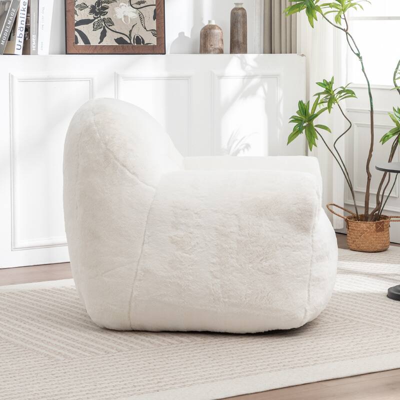 Faux Fur Bean Bag Chair with Back Support & Footstool - Comfy Floor Sofa for Adults & Kids, Living Room, Bedroom (2 Options)