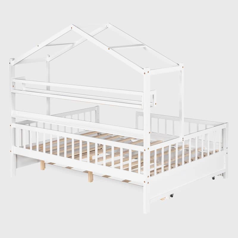 Full Size House Bed with Twin Size Trundle