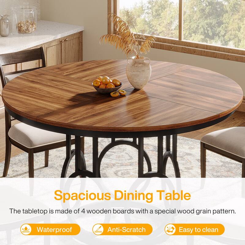 Round Dining Table for 4-6, 47” Dinner Table for Kitchen