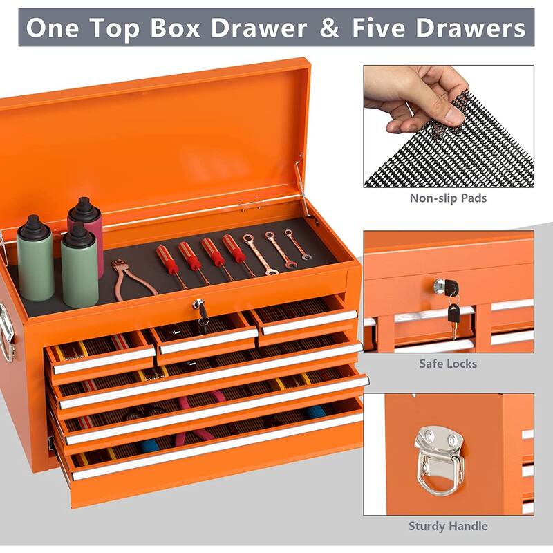 8-Drawer Rolling Tool Storage Cabinet with Detachable Top Tool Box