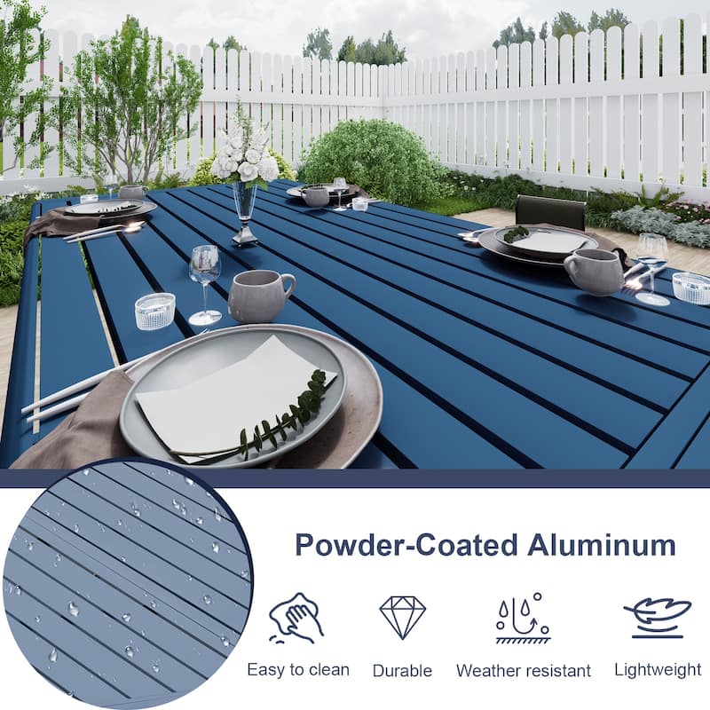 Aoodor 3-Piece Outdoor Patio Dining Set, Aluminum Furniture Set with 1 Rectangular Picnic Table and 2 Benches - N/A