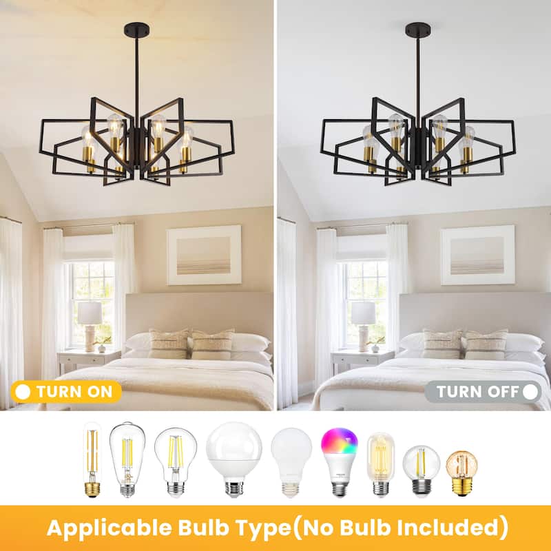 8-Light Modern Round Chandelier, Luxury Chandelier Fixture for Kitchen Island Bedroom Hotel Dia 35 Inches, Adjustable Height