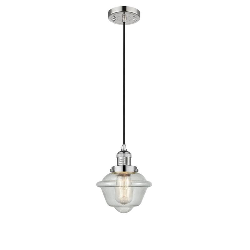 Innovations Lighting Franklin Restoration Oxford - 1 Light 8" Cord Hung Mini Pendant - Polished Nickel/Seedy