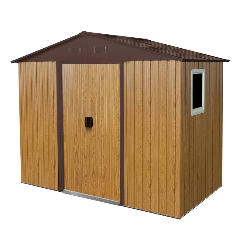 Rust-proof Metal Garden Shed with Lockable Sliding Door & Tilted Roof, Waterproof Storage Shed Tool Shed