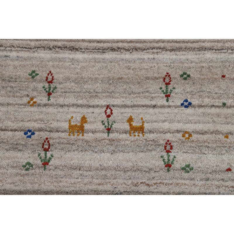 Striped Gabbeh Indian Area Rug Handmade Oriental Wool Carpet - 7'9" x 9'8"