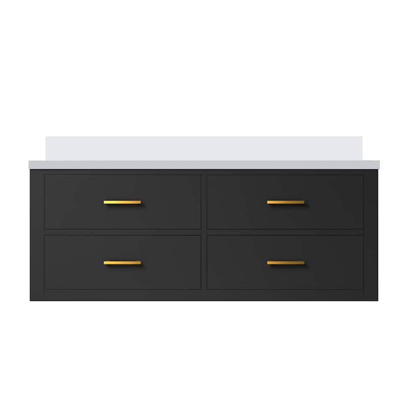 Castor Bath Vanity with Cultured Marble Top and Sink - 48 inch - Black