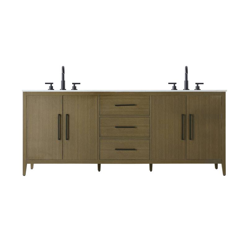 Elegant Lighting VF29384D Millie 84" Free Standing Double Basin Vanity - Chestnut Brown