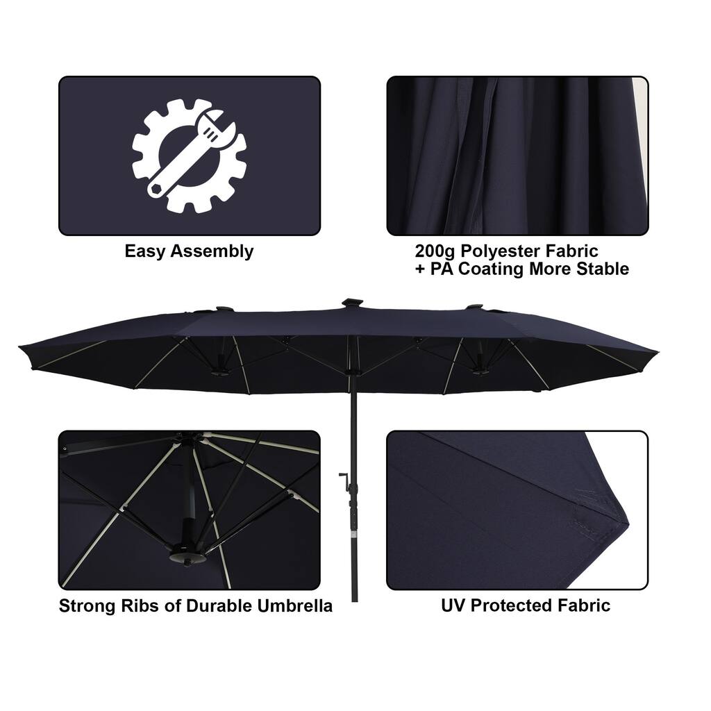 180'' x 108'' Rectangular Lighted Market Umbrella
