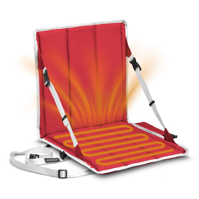 ARDEN Heated Stadium Seat, Foldable, Lightweight With Carrying Strap - Red/White
