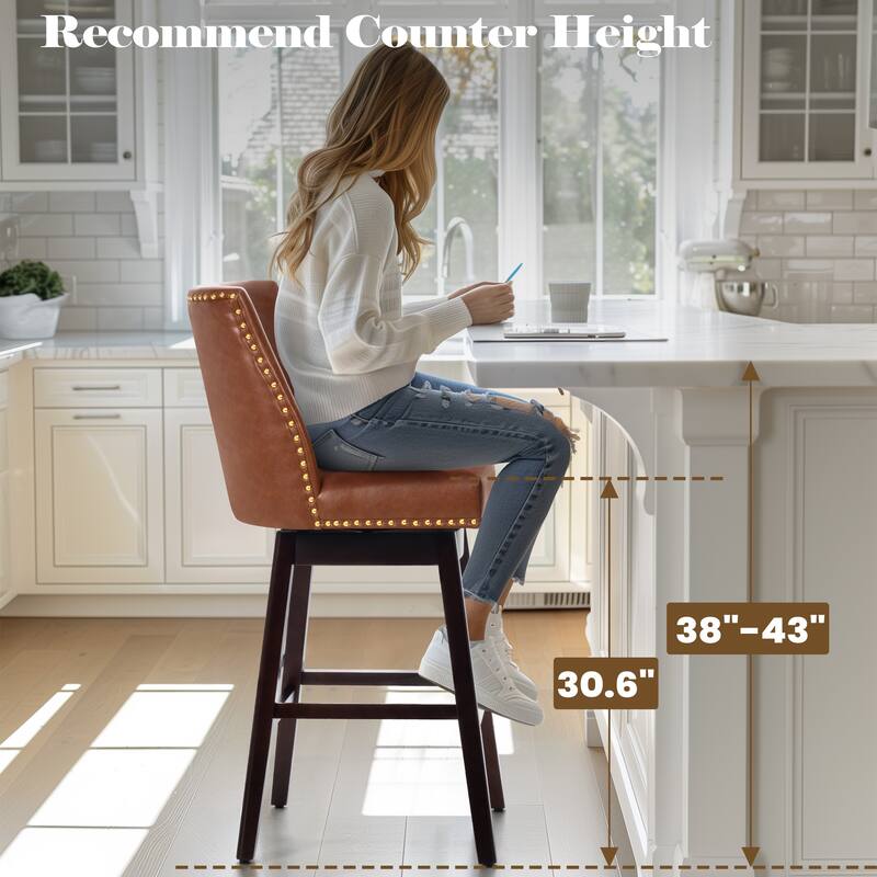 Crestlive Bar Stools Swivel Barstool with Back