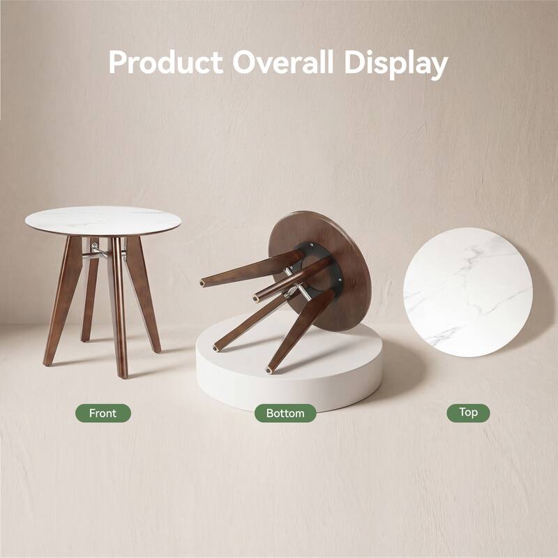 31.5" Round Dining Table, Modern Kitchen Table with Solid Wood Legs for Dining Room, Living Room