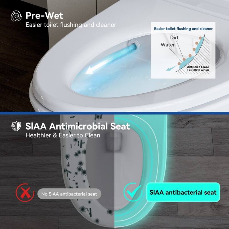 Smart Bidet Toilet with Built-In Tank & Pump, 17" Chair Height, Heated Seat, Wash/Dry, Remote