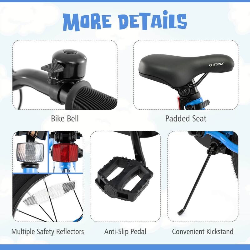 Costway 18" LED Lighted Kids Bike with Adjustable Seat Coaster Brake - See Details
