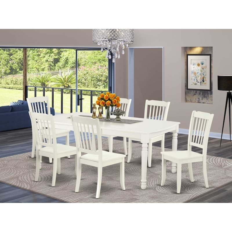 African Adventure Dining Set - 7Pc Rectangular Table & 6 Chairs - 60x78 Inch Table with Leaf