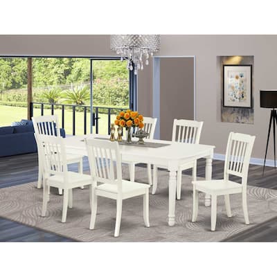 African Adventure Dining Set - 7Pc Rectangular Table & 6 Chairs - 60x78 Inch Table with Leaf