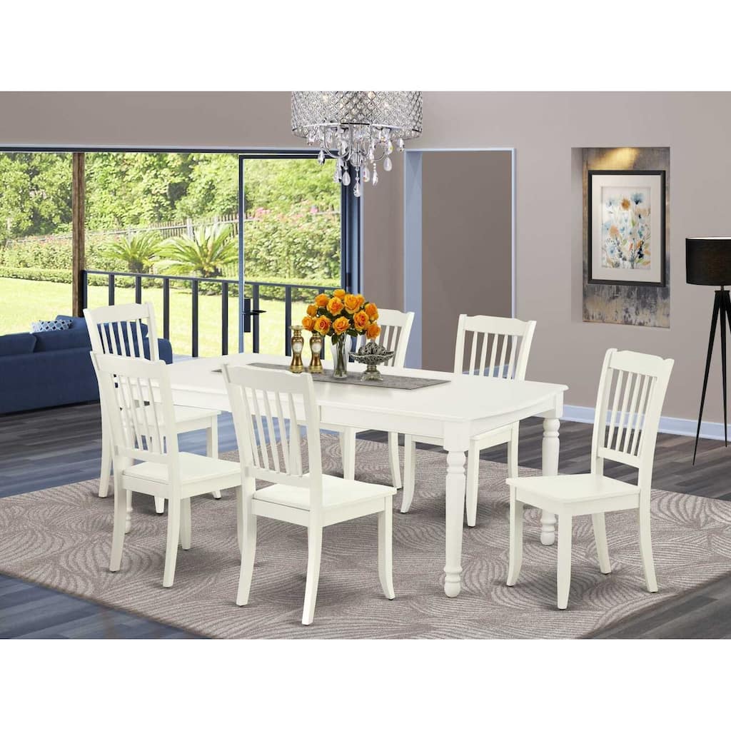 African Adventure Dining Set - 7Pc Rectangular Table & 6 Chairs - 60x78 Inch Table with Leaf