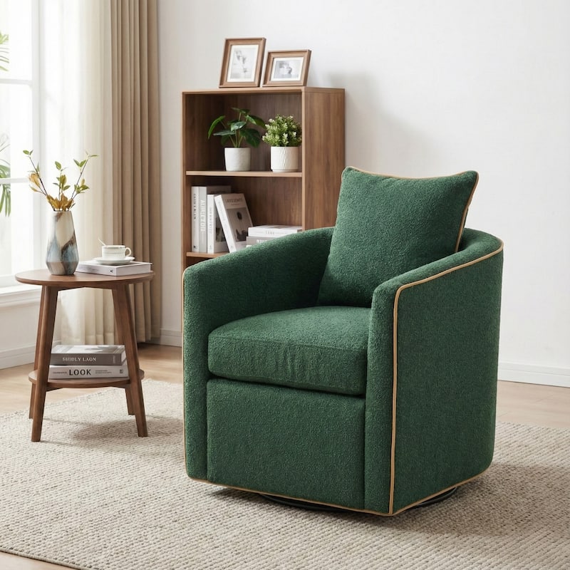 Christopher Knight Home - Averly Modern Upholstered Swivel Accent Chair with Curved Arms - Green