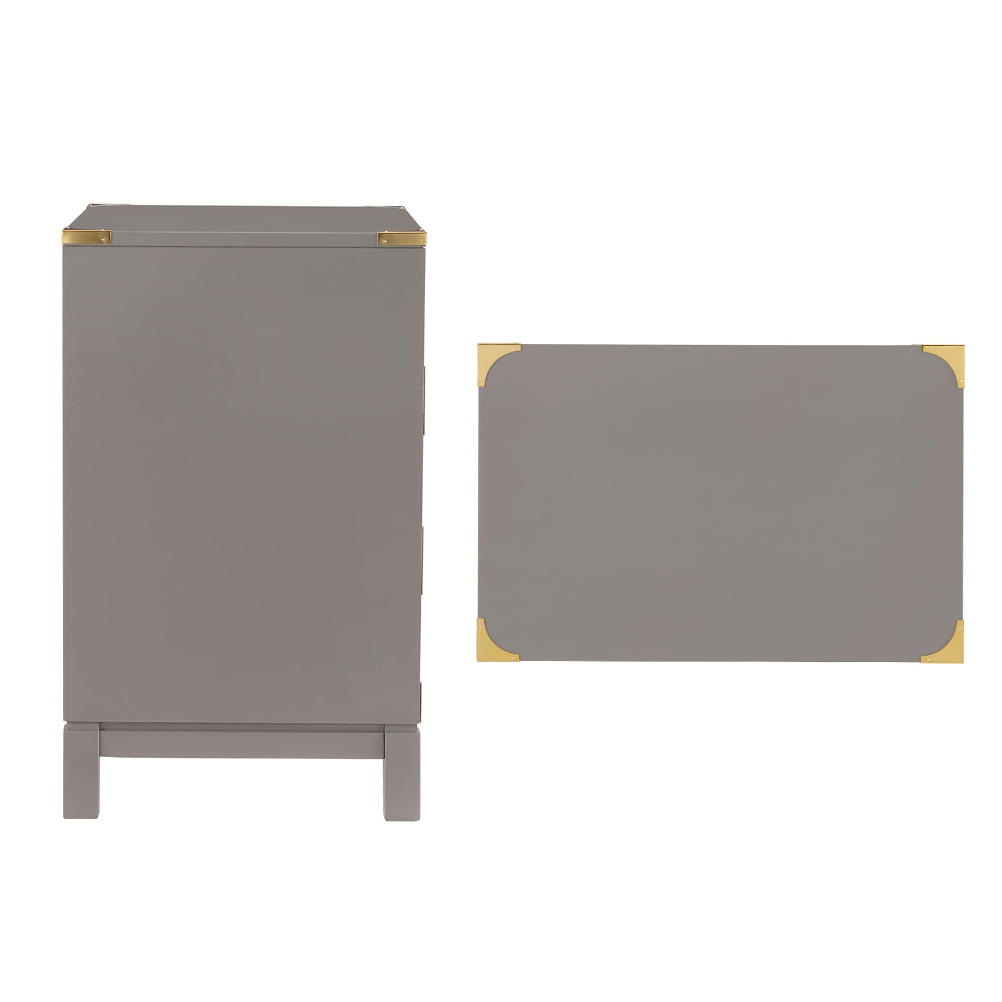 Valoria 3-Drawer Nightstand with Gold Accents