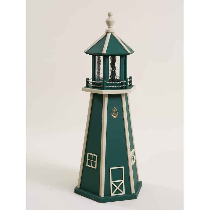 Wooden Lighthouse - 3 Foot - Green/Beige