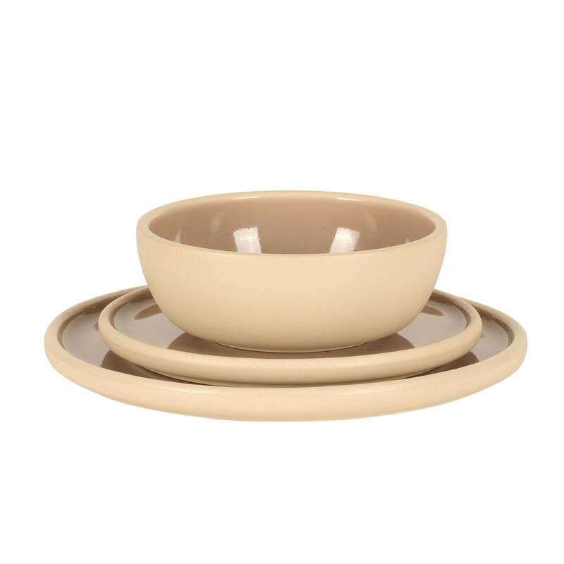 Gibson Elite - Made in Portugal - Port Gaia 12 Piece (Service for 4) Reactive Glaze Dishes Stoneware Ceramic Dinnerware Set