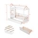 preview thumbnail 3 of 7, Wood Twin Size House Platform Bed with 2 Storage Drawers, Roof and Window