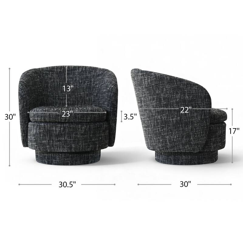 Upholstered 360° Swivel Barrel Chair with Curved Backrest