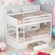 preview thumbnail 14 of 24, Twin Size Bunk Bed with Built-in Shelves Beside both Upper and Down Bed and Large Storage Drawer,Multifunctional Bunk,2 Color White