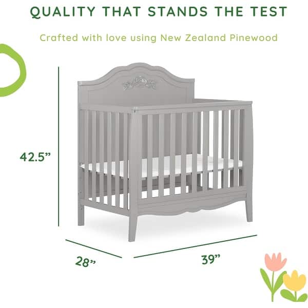 Sweetpea Baby Rose 4-in-1 Convertible Mini Crib