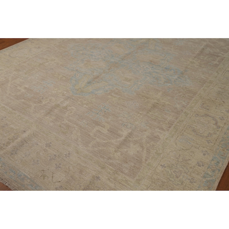 Vegetable Dye Oushak Turkish Rug Handmade Living Room Wool Carpet - 8'0"x 10'1"