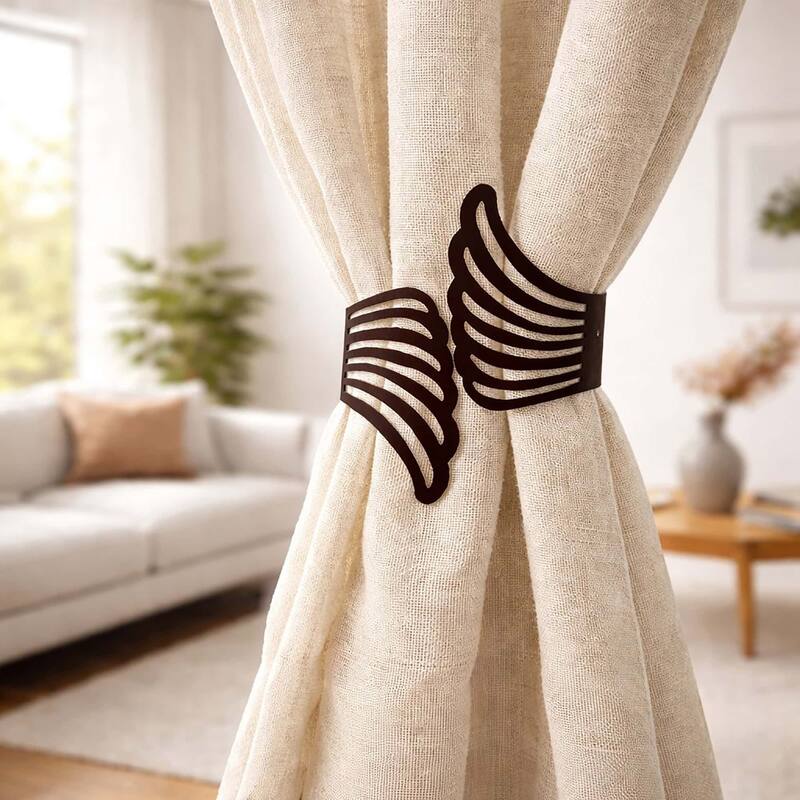 Set of 2 Cuff Metal Wings Tieback Angel - 3.8"L x 3"W x 2.5"D