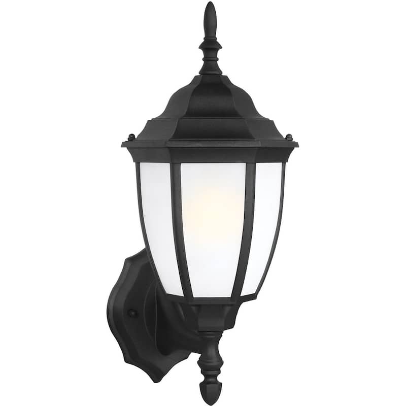 Roseto Hancock Single Light 16" Tall Outdoor Wall Sconce with Etched - Black