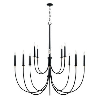 Amara 12-light Matte Black/ Brass Grand Chandelier