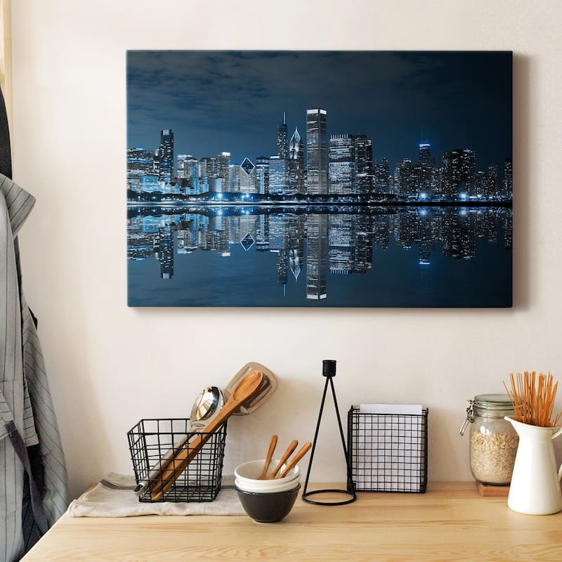 Chicago At Night Premium Gallery Wrapped Canvas - Ready to Hang