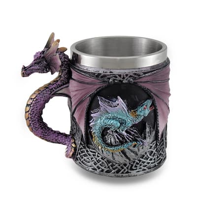 Purple Gothic Dragon Tankard Celtic Knot Work Mug/ Pencil Holder 10 Oz - 4.5 X 3.5 X 3.5 inches