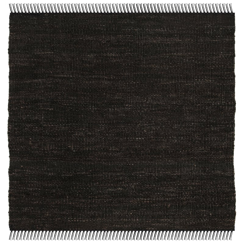 SAFAVIEH Handmade Natural Fiber Leteke Jute Fringe Rug - 10' x 10' Square - Black