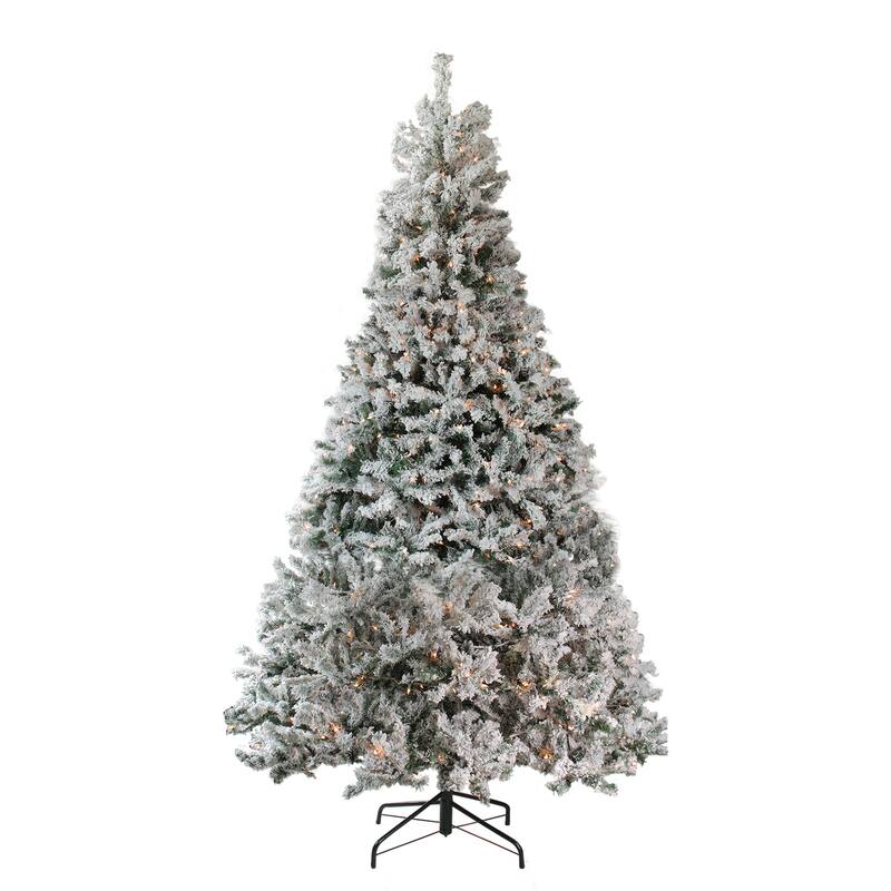 7.5' Pre-Lit Heavily Flocked Medium Pine Artificial Christmas Tree Clear Lights