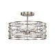 preview thumbnail 4 of 10, Anita Satin Nickel 3-Light Drum Shade Clear Glass Prism Flush Mount - 17.2 inches in diameter x 11.3 inches H