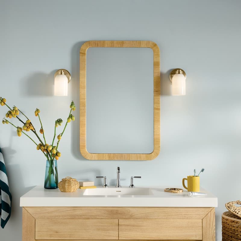Kichler 55200 Shae 8" Tall Bathroom Sconce with Glossy White Opal