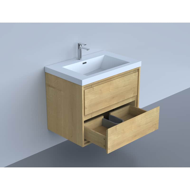 Sage 30“ wall mounted bathroom vanity with single basin acrylic top