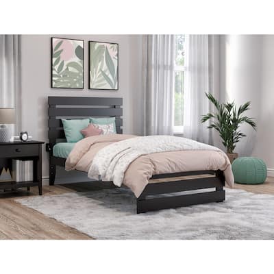 Twin Bed with Footboard - Rustic Recluse Espresso Finish - Solid Wood Bed Frame