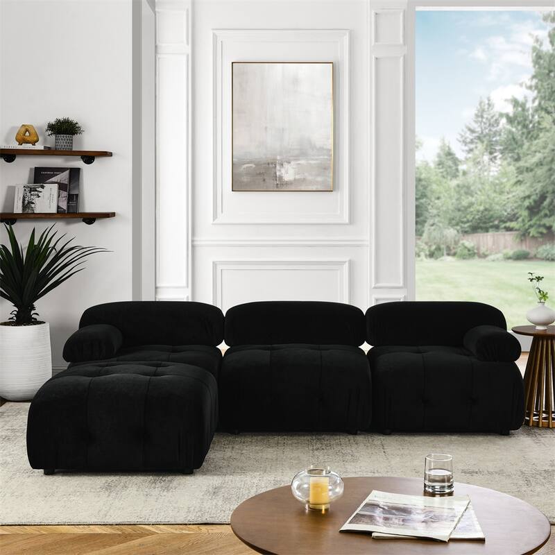 Modular L Shaped Sectional Sofa, Button Tufted Designed with Ottoman