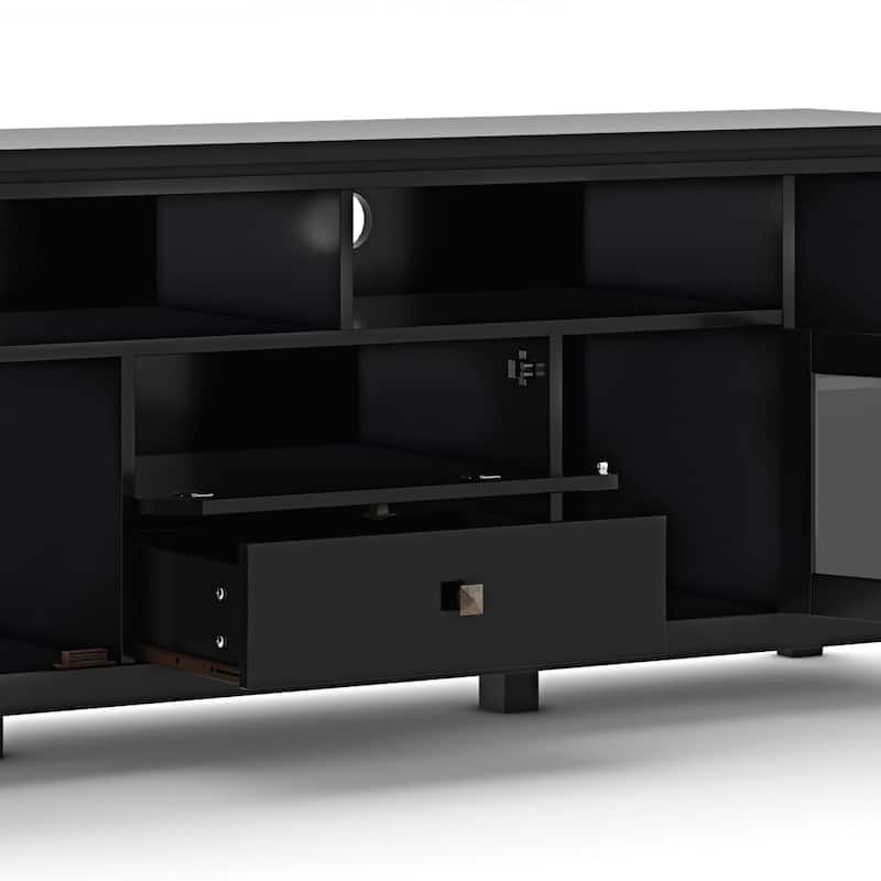 WYNDENHALL Essex SOLID WOOD 72 inch Wide Contemporary TV Media Stand For TVs up to 80 inches