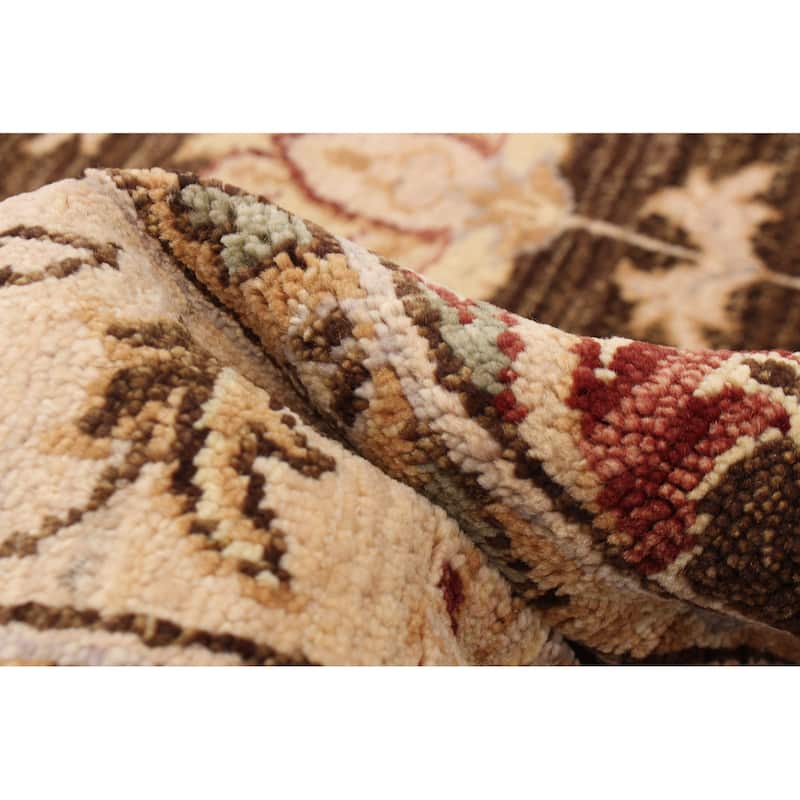 ECARPETGALLERY Hand-knotted Peshawar Oushak Dark Brown Wool Rug - 4'0 x 6'3