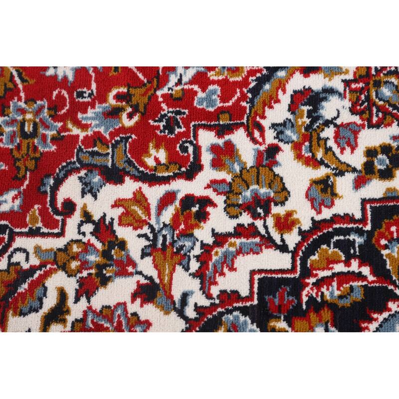 Floral Red Kashan Turkish Area Rug Machine Made Medallion Carpet - 9'7" x 12'11"